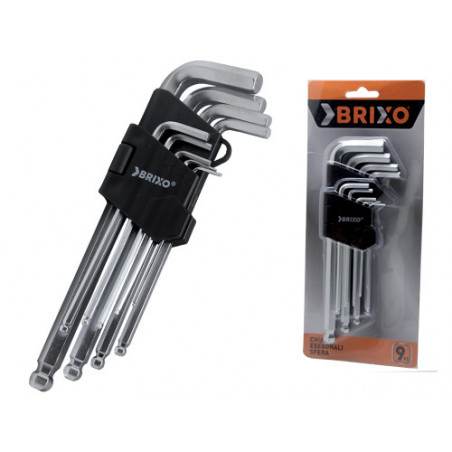 Set chiavi esagonali sfera Brixo – Serie da 9 pezzi – Lunghezza 17,7 cm