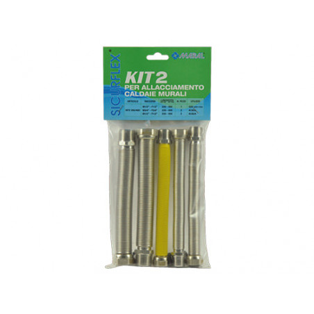 Kit raccordi flessibili inox MF 1/2" estensibili 200-400 mm – per caldaia