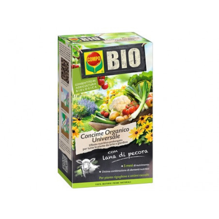 Concime organico universale con lana di pecora – 2kg – COMPO BIO – Nutrizione prolungata per orto e giardino