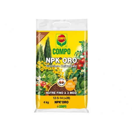 Concime granulare universale – 4kg – COMPO NPK+ORO – Nutrizione bilanciata fino a 3 mesi