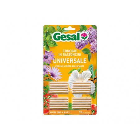 Concime in bastoncini universale – 20 pezzi – GESAL – Nutrimento prolungato per piante in vaso