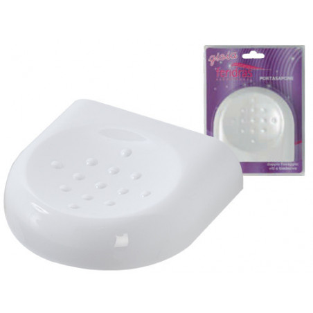 Portasapone Gioia in ABS bianco – 15x5x20 cm – Fissaggio adesivo o viti – Bagno ordinato