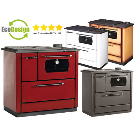 Cucina a legna Popular Cappuccino – 9,06 kW – Forno 47L – Struttura in acciaio e ghisa – Tocco rustico per ambienti accoglienti