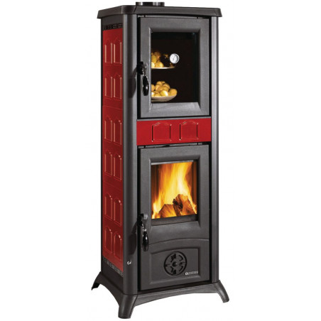 Stufa a legna Gemma Forno Bordeaux – 7,3 kW – Forno 19L – La Nordica – Riscaldamento e cottura in stile tradizionale