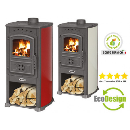 Stufa a legna Koral Rosso – 8 kW – K-Line – Design compatto per ambienti fino a 160 m³