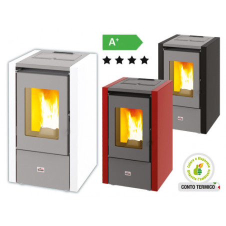 Stufa a pellet Queen Mignon 6 Nera – 5,53 kW – AMG – Riscaldamento compatto per ambienti fino a 145 m³
