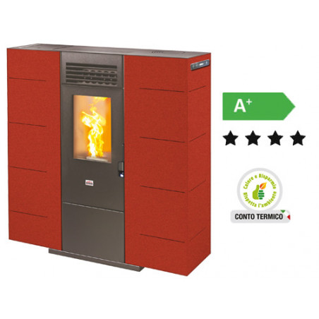 Stufa a pellet Queen Slim 6 Bordeaux – 6,14 kW – AMG – Riscaldamento compatto per ambienti fino a 160 m³