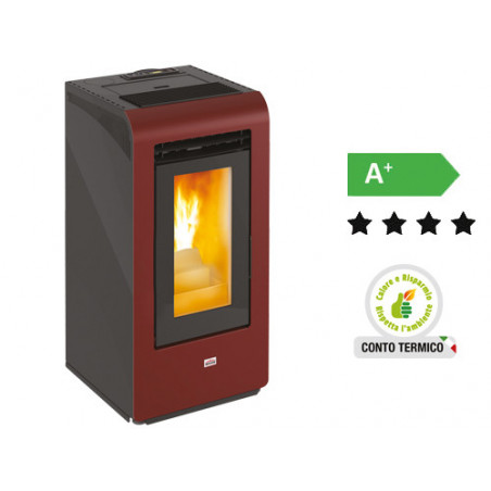 Stufa a pellet Queenplus HE 10 Bordeaux – 9,05 kW – AMG – Riscaldamento potente per ambienti fino a 230 m³