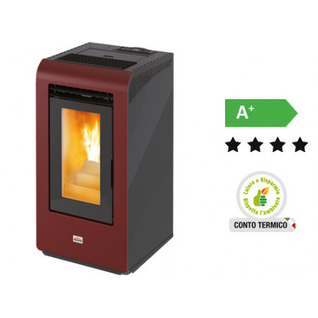 Stufa a pellet Queenplus HE10 Bordeaux – 9,05 kW – AMG – Riscaldamento canalizzato per ambienti fino a 300 m³