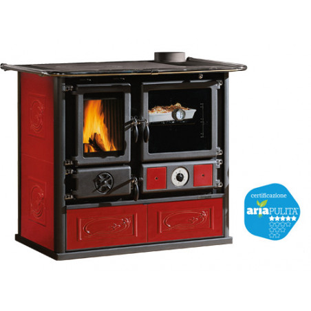 Termocucina a legna Rosa DSA 4.0 Bordeaux – 11 kW – La Nordica – Cucina e riscaldamento per ambienti fino a 315 m³