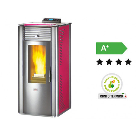 Termostufa a pellet Queen Idro 14 Bordeaux – 13,84 kW – AMG – Riscaldamento per ambienti fino a 340 m³
