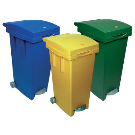 Bidone quadrato 80L blu con ruote e pedale – Gestione efficiente dei rifiuti domestici