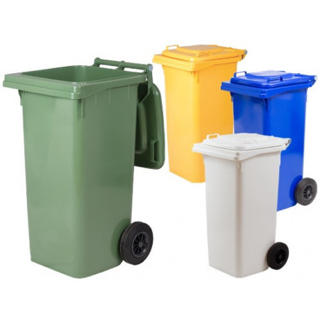 Bidone carrellato verde 240L – Mobil Plastic – Raccolta differenziata per ambienti esterni