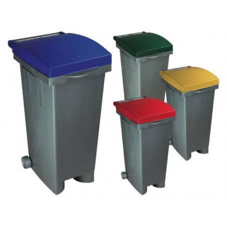 Bidone quadrato 80L blu con ruote – ICS Tata – Raccolta differenziata domestica