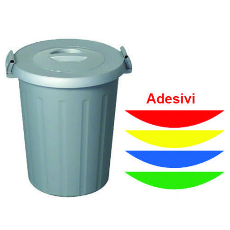 Bidone 50L grigio con coperchio e manici – ICS – Contenitore multiuso per raccolta differenziata