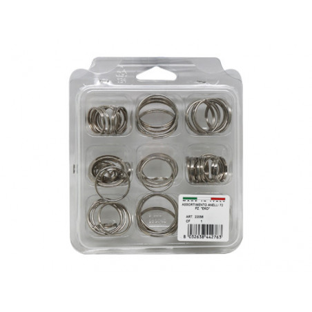Anelli portachiavi in acciaio – Confezione da 72 pezzi – Diametri assortiti