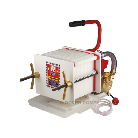 Pompa filtrante Rover Colombo 18 – 0.5 HP – 18 piastre – Filtro enologico 20x20 cm – 800 L/h