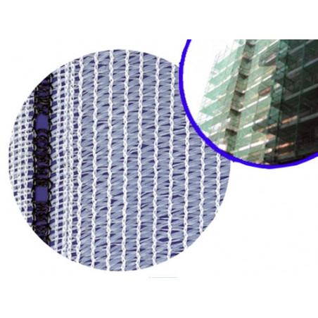 Rete per ponteggi Brixo bianca antipolvere H1,8x25 m – HDPE piattina – 75 g/m² – Asole ogni 3 cm