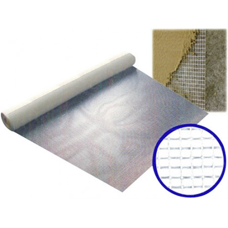 Rete per intonaco leggera Brixo 50 m – Maglia 4x5 mm – Fibra di vetro bianca – Interni