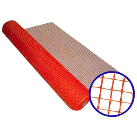 Rete per intonaco pesante Brixo 50 m – Maglia 10x10 mm – Fibra di vetro arancione – Esterni