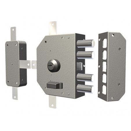 Serratura da applicare CR 3350C-02N – Cilindro 60 mm – 3 punti di chiusura – Destra – Struttura robusta