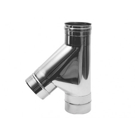 Raccordo a T 135° inox M.M.F. Ø20 cm – Acciaio AISI 304 – Riduzione turbolenze fumi