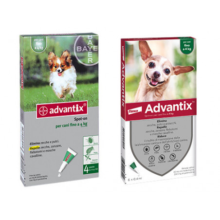 Advantix per cani fino a 4 kg – 4 pipette da 0,4 ml – Protezione antiparassitaria