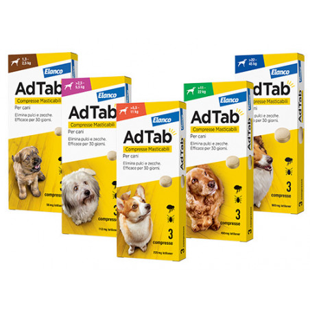 Compresse masticabili AdTab per cani 11–22 kg – 3 pz – Protezione mensile antiparassitaria