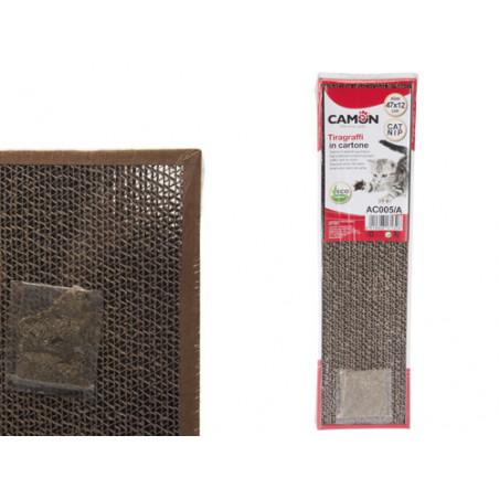 Tiragraffi Camon per gatti 47x12 cm – Cartone resistente – Con catnip incluso