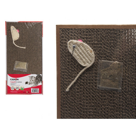 Tiragraffi Camon per gatti con topo 47x24 cm – Cartone resistente – Con catnip incluso