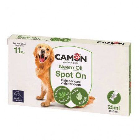 Spot-On Camon Protection cane oltre 11 kg 5 fiale 5 ml – Olio di Neem – Protezione naturale