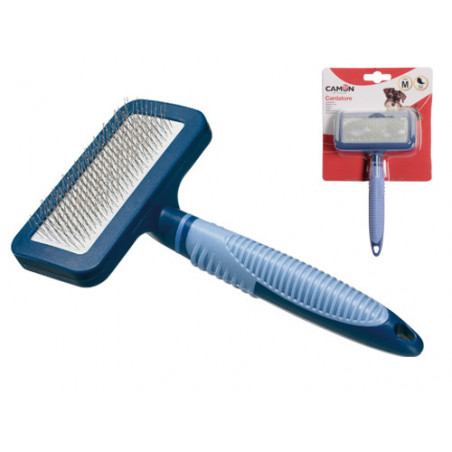 Cardatore Camon in acciaio per cani taglia M – Denti in acciaio, manico antiscivolo, ideale per peli medi