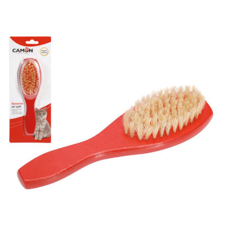 Spazzola Camon per gatti in legno – Impugnatura ergonomica, setole delicate, ideale per toelettatura quotidiana