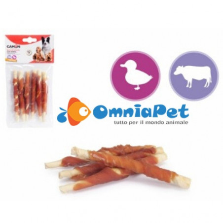 Snack Camon Rolls anatra 70g (6 pz) – Pelle bovina arrotolata con anatra, senza additivi