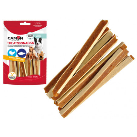 Snack Camon Stick pollo & merluzzo 80g (14 pz) – Sandwich masticabili, senza glutine e additivi