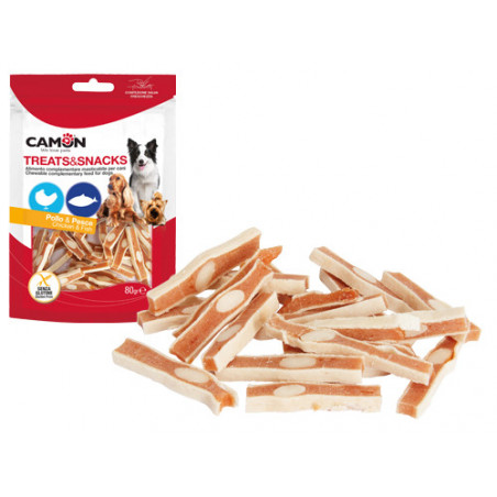 Snack Camon stick pollo e pesce 80g (12 pz) – Bastoncini masticabili, senza glutine e additivi