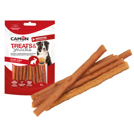 Snack Camon coniglio affumicato 80g (14 pz) – Strisce affumicate, senza glutine, ricche di proteine