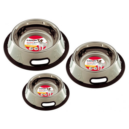 Ciotola Camon in acciaio antirovesciamento 0,5L – Base antiscivolo, ideale per cani e gatti