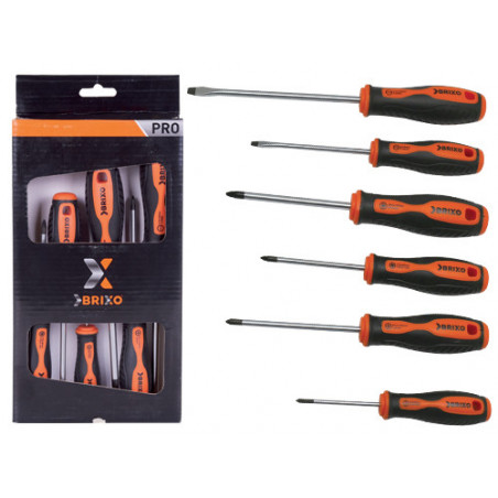 Set giraviti Brixo Work 6 pezzi – Cromo vanadio con impugnatura ergonomica magnetica