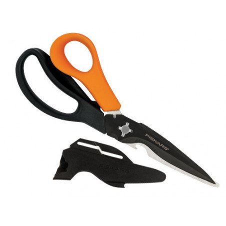 Forbici multiuso Fiskars Solid SP341 – Lame in acciaio inox con rivestimento in titanio e accessori integrati