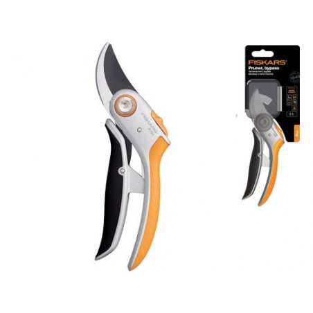 Forbici da potatura Fiskars Bypass Plus P751 – Lame in acciaio temprato e manici in alluminio con SoftGrip