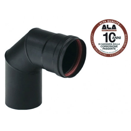 Gomito A.L.A. Aeternum 90° Ø10 cm nero opaco per stufe a pellet – A.L.A.