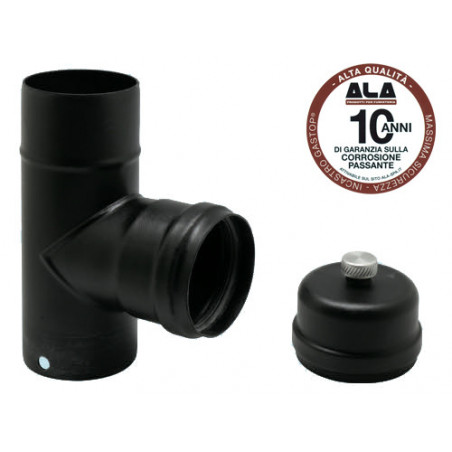 Raccordo a T ALA Aeternum Ø10 cm nero opaco con scarico condensa – A.L.A.
