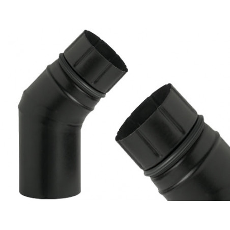 Gomito per stufe a pellet 45° Ø8 cm – acciaio smaltato nero opaco – A.L.A.