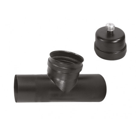 Raccordo a T F/F per stufe a pellet Ø10 cm – smaltato porcellanato nero opaco – A.L.A.