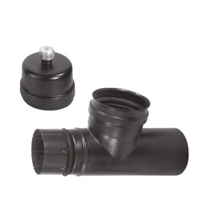 Raccordo a T per stufe a pellet Ø8 cm – attacco F/F smaltato nero opaco – A.L.A.