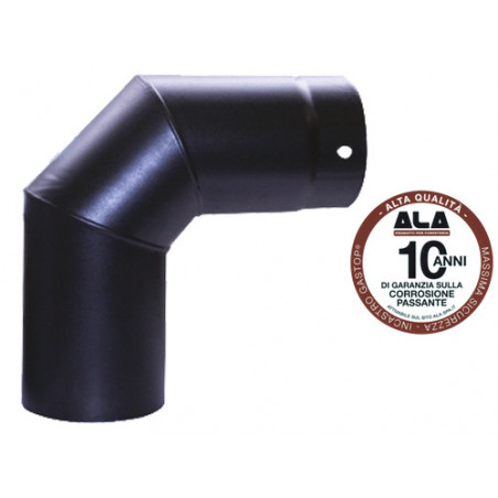 Gomito per stufe a legna 90° Ø15 cm – acciaio smaltato nero opaco – A.L.A.