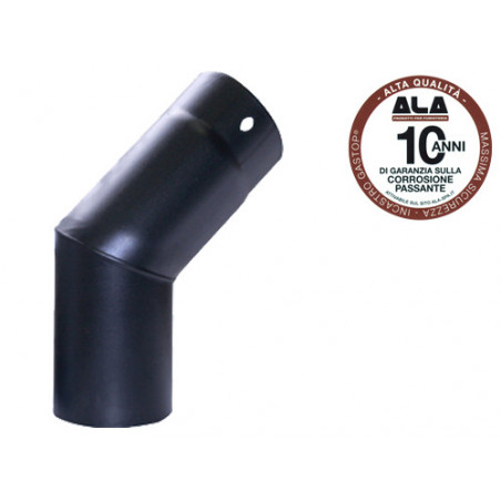 Gomito per stufe a legna 45° Ø15 cm – acciaio smaltato nero opaco – A.L.A.