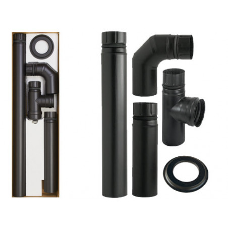 Kit tubi per stufe a pellet Ø8 cm – 5 pezzi smaltati nero opaco – A.L.A.