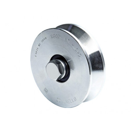 Ruota zincata Ø120 mm con gola a V – 2 cuscinetti – per cancelli scorrevoli – Comunello